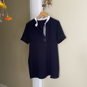 Navy Zara Button Up Shirt Dress